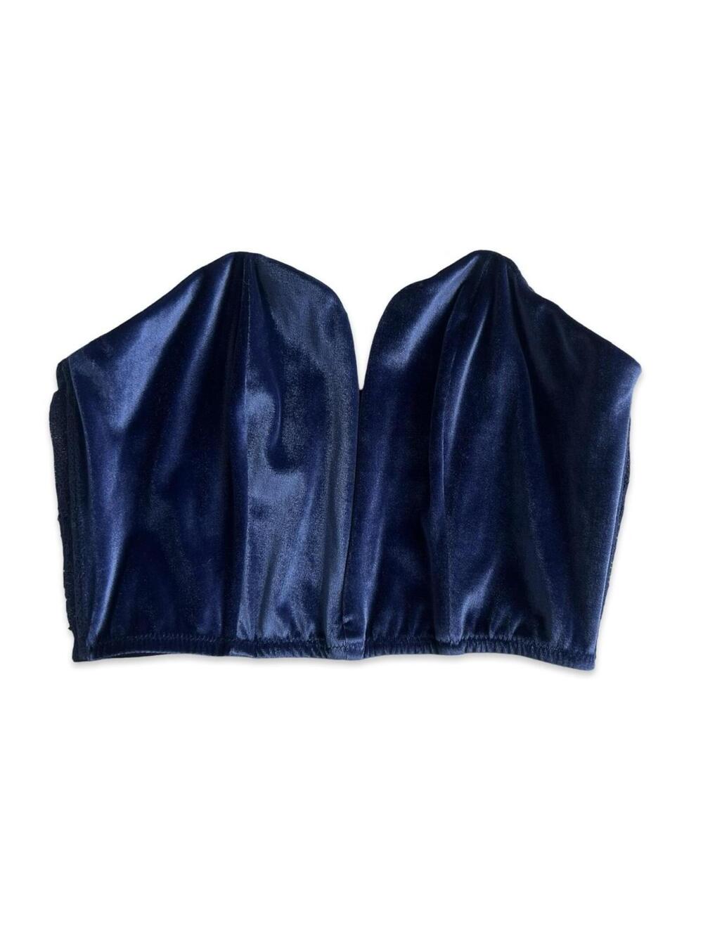 Victoria's Secret Dream Angels Navy Velvet Lace‎ Bustier Corset Top Sz S